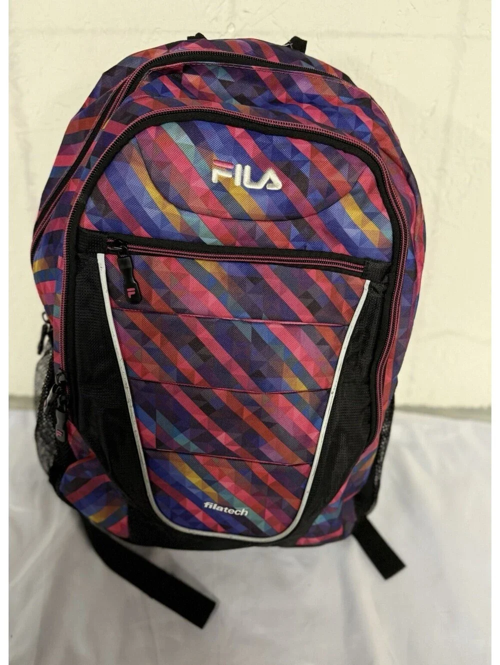Filatech Multicolor Geometric Backpack with Insulated Lunch Bag Set